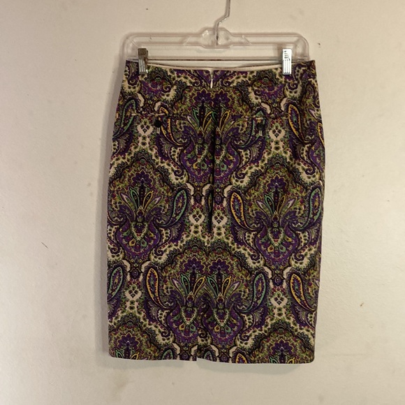 J.CREW purple multicolor paisley No.2 pencil skirt 2 - Picture 4 of 8